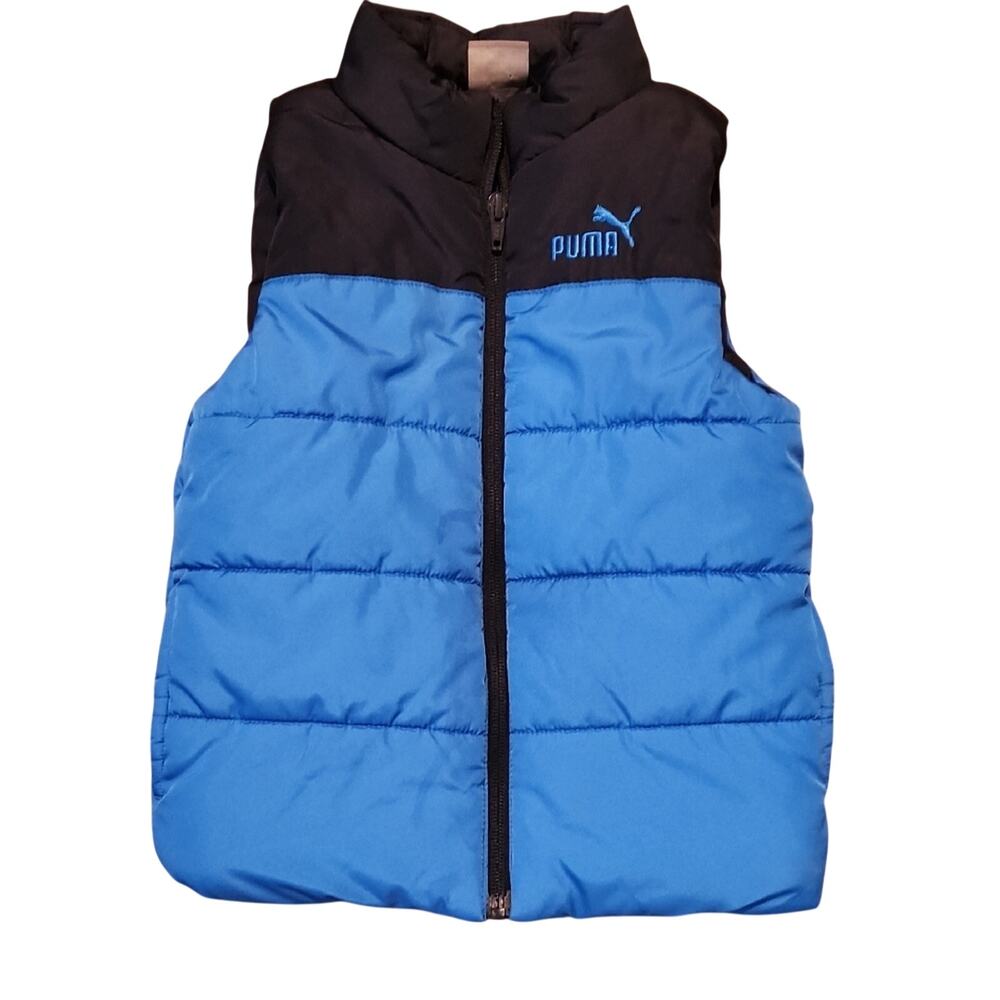 Puma Black and Blue Quilted Puffer Vest Kids XXS